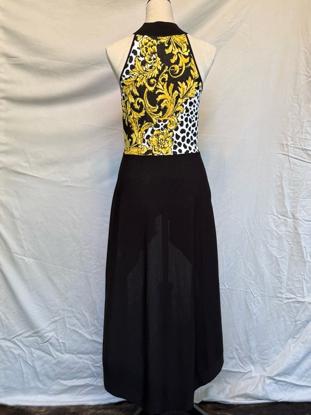 Avenue Black and Yellow Halter High-Low top - Picture 2 of 5